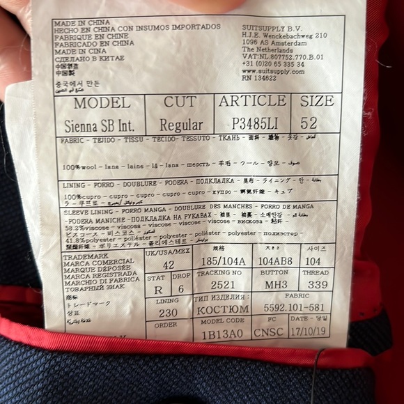 *As-is* $649 Suitsupply 42R Sienna navy birdseye suit jacket 100% Wool VBC - Picture 9 of 15